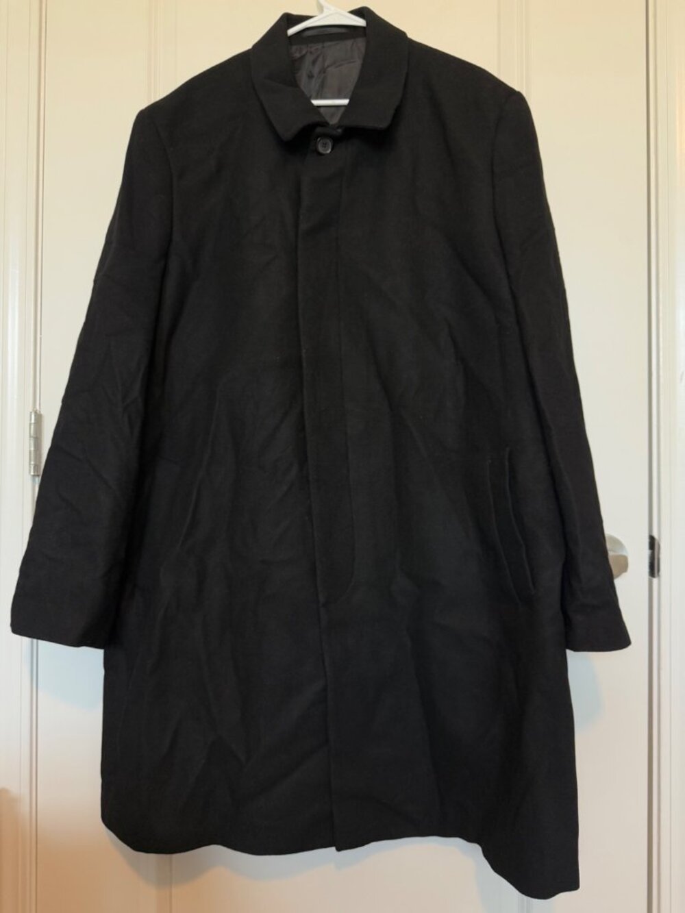 Ike Behar NYC Black Wool Blend Overcoat Mens Size 52T Dress Big and Tall